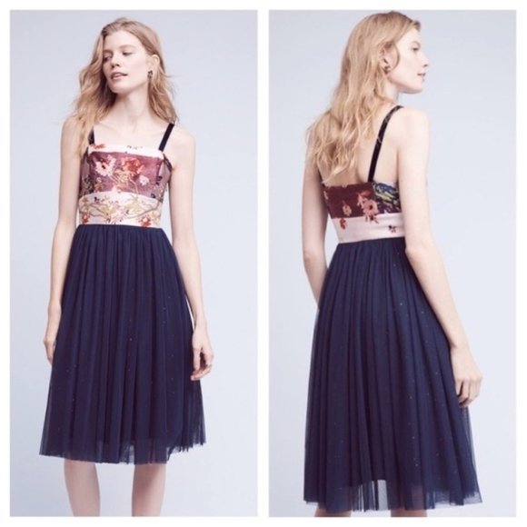 Anthropologie Dresses & Skirts - Anthro Moulinette Soeurs Tulle Floral Skirted Blue